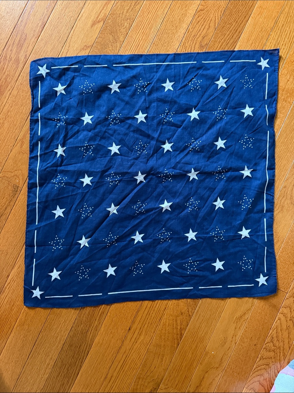 Navy Blue White Star Print Bandana Scarf all Cotton NWOT